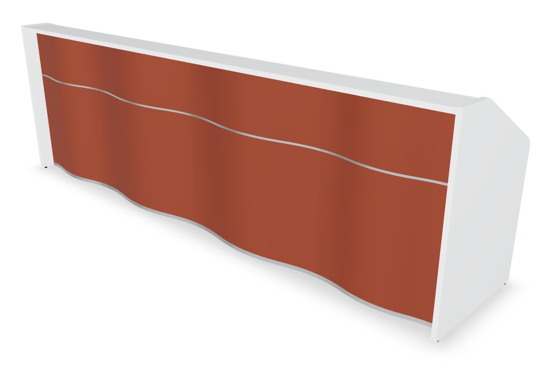 MDD Wave 137" Straight Counter Reception Desk in Red Matt