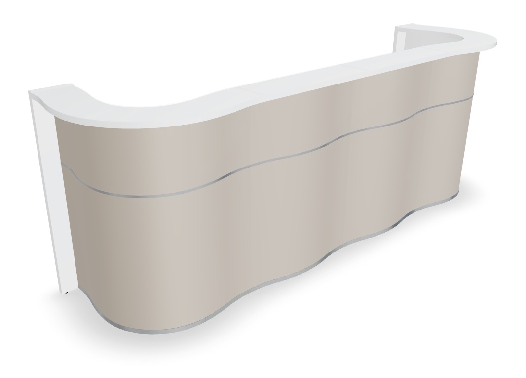 Wave 123" Straight Counter Reception Desk in Beige Matt