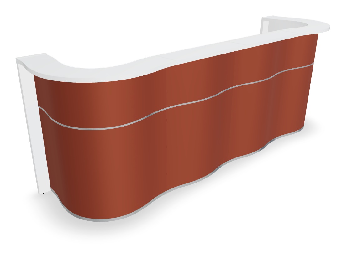 Wave 123" Straight Counter Reception Desk in Red Matt