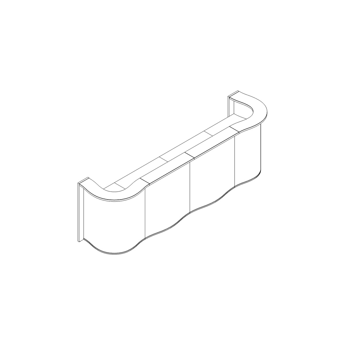 MDD Wave 140" Straight Counter Reception Desk Dimension