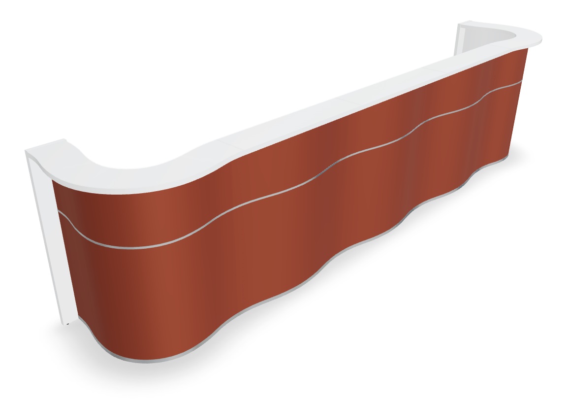 Wave 178" Straight Counter Reception Desk in Red Matt