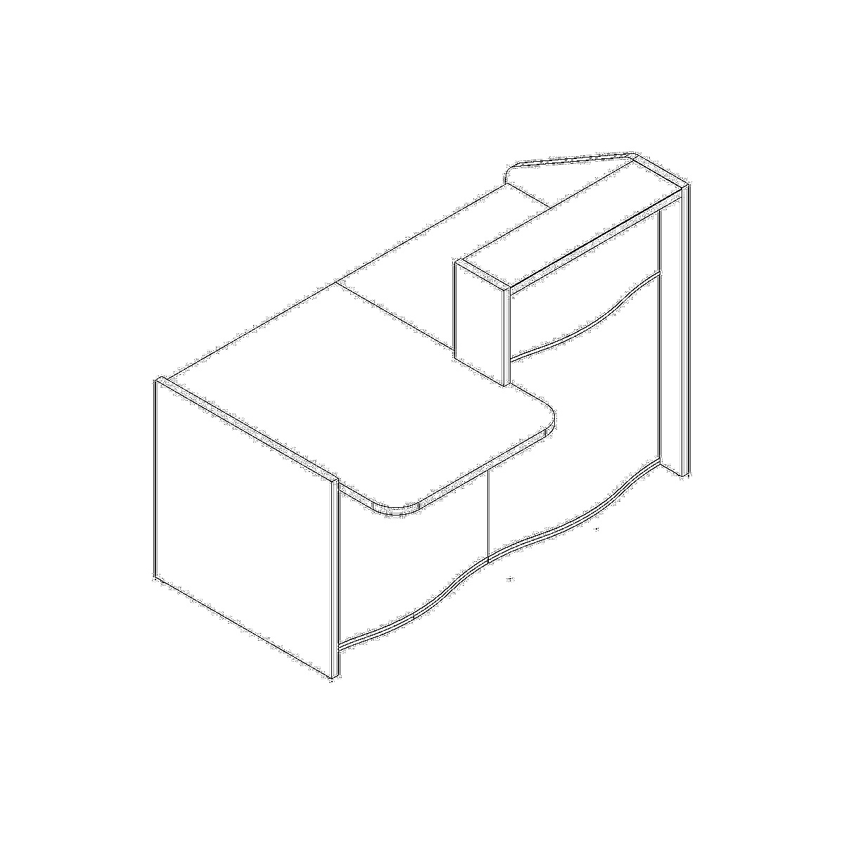 Wave 61" Small Reception Desk Dimension