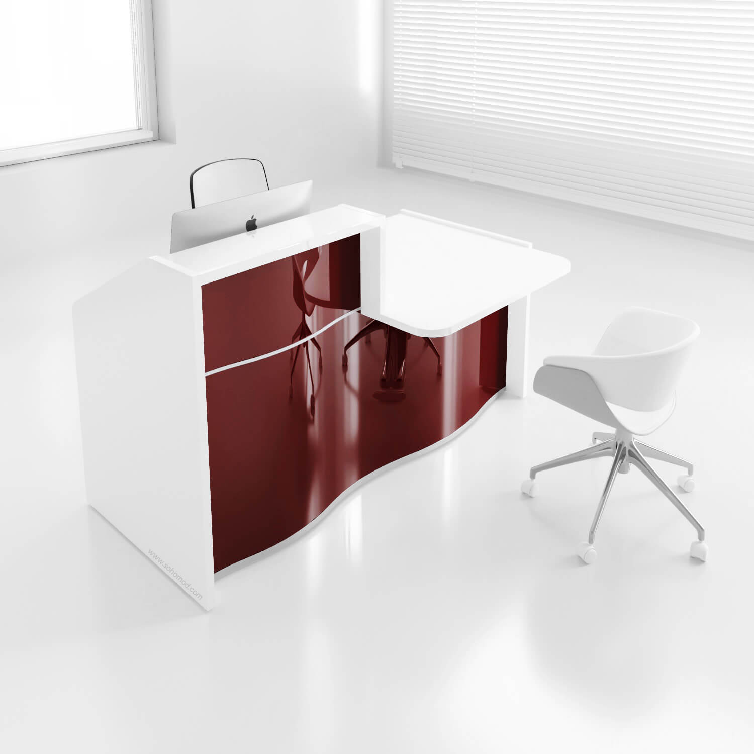 MDD Wave Customizable Reception Red Desk