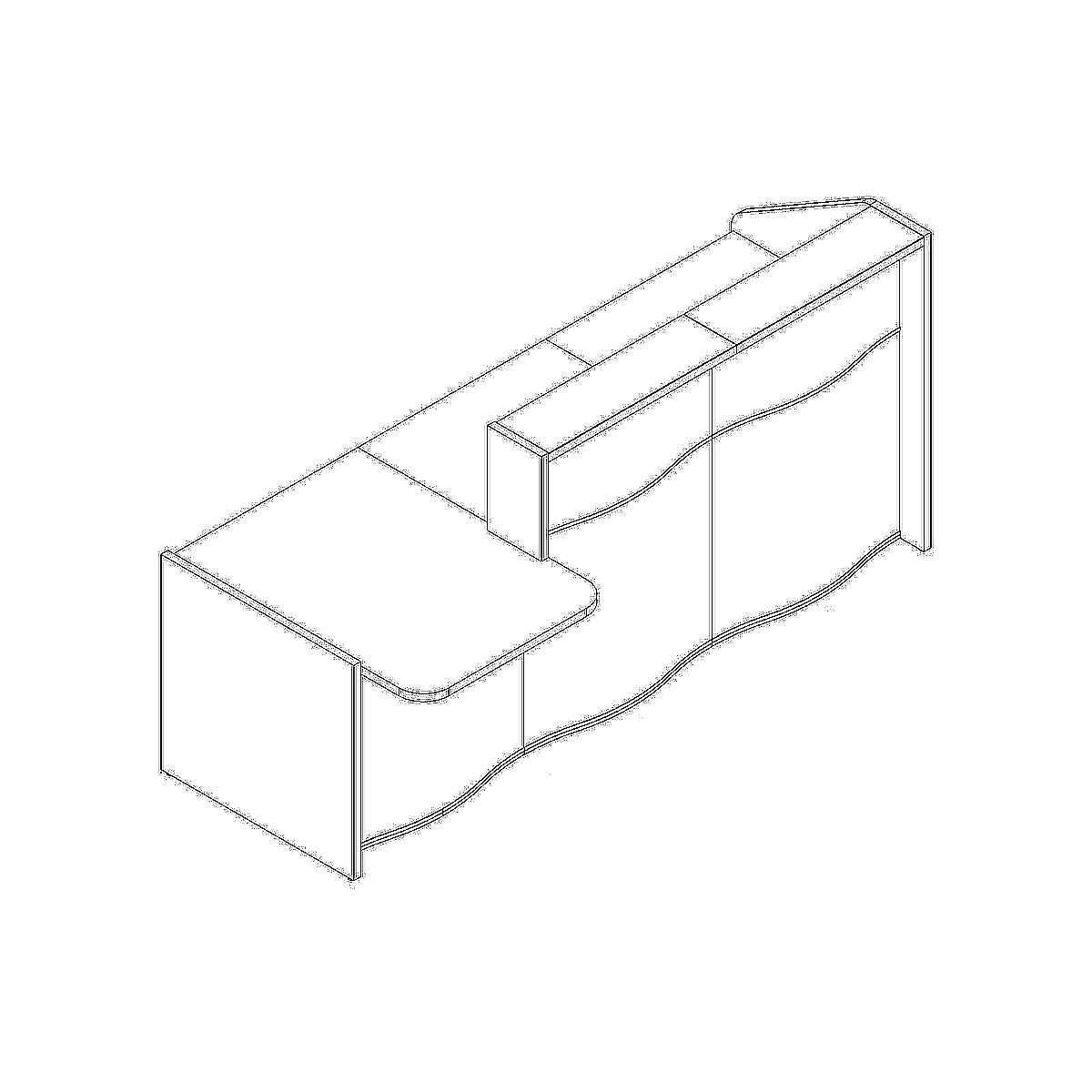 MDD Wave 90" Straight Reception Desk Dimension