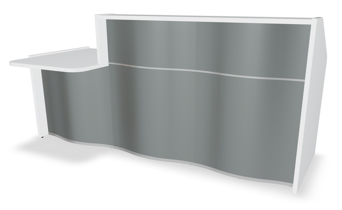 MDD Wave 90" Straight Reception Grey Desk With Right Counter Top