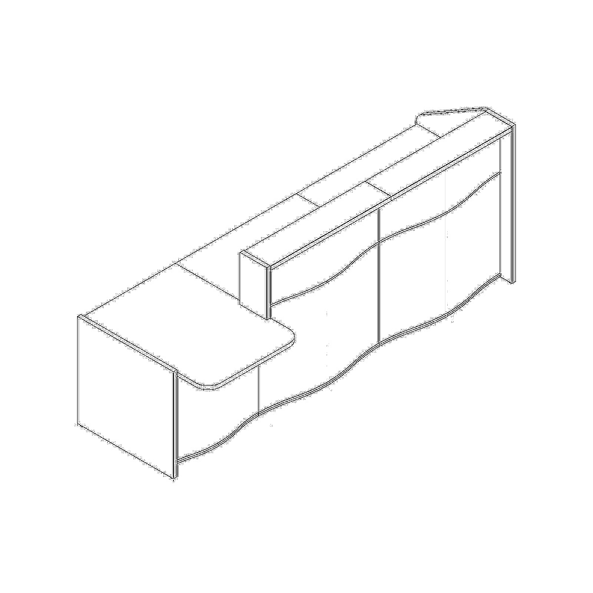 MDD Wave 108" Straight Reception Desk With Right Counter Top Dimension