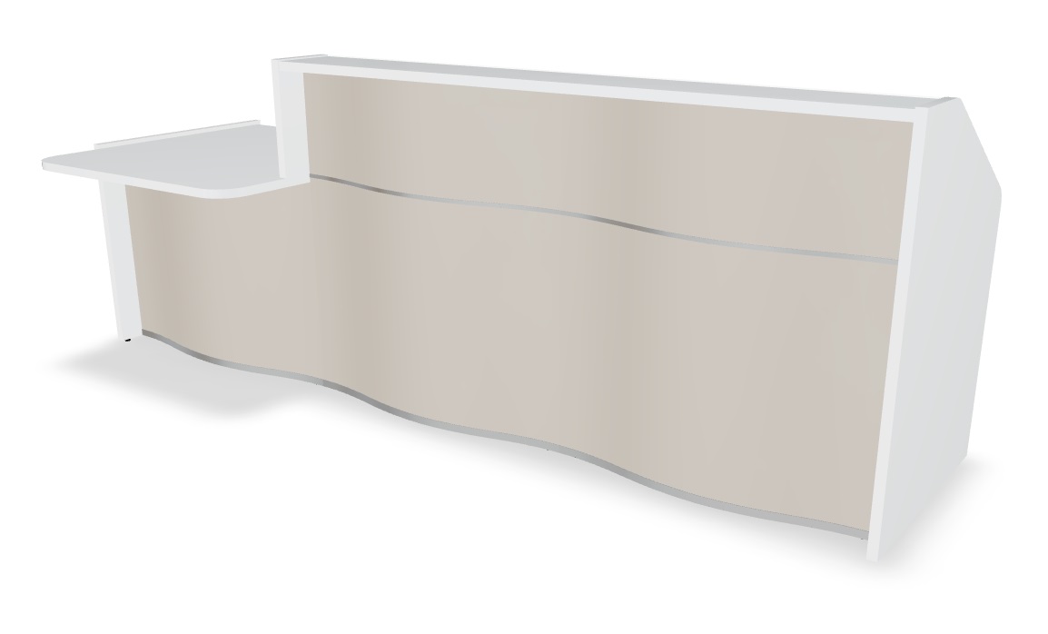 Wave 116" Straight Reception Desk with Right Counter Top in Beige Matt