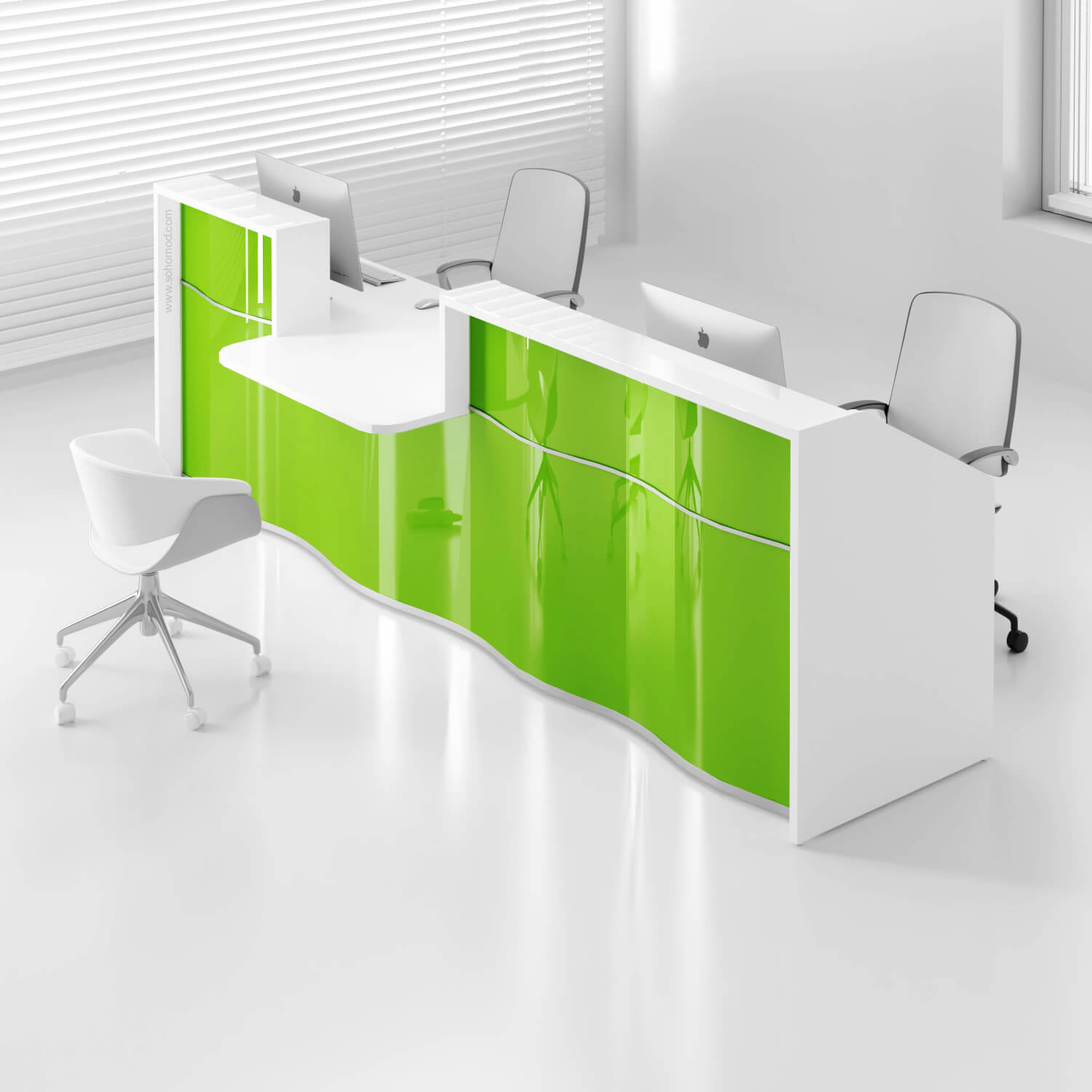Wave 155" Reception Desk with Counter Top