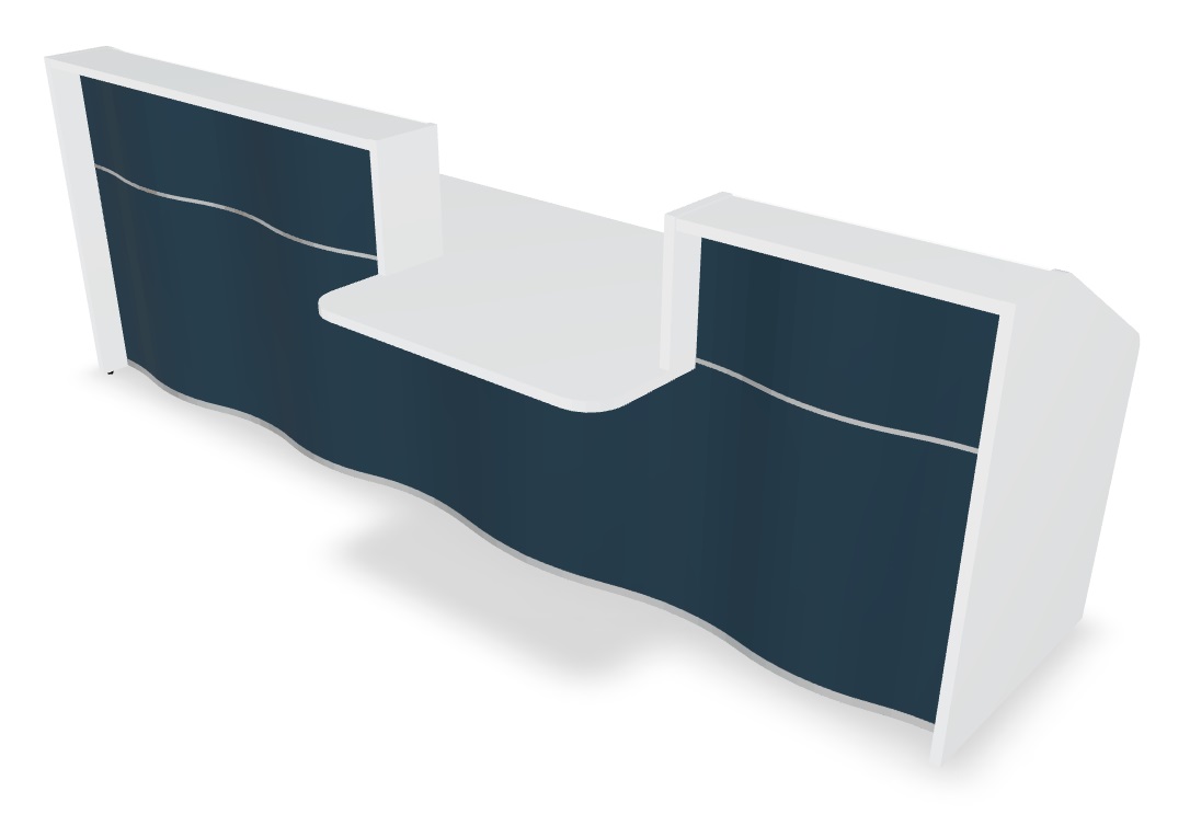 MDD Wave 116" Straight Reception Desk With Counter Top in Dark Blue