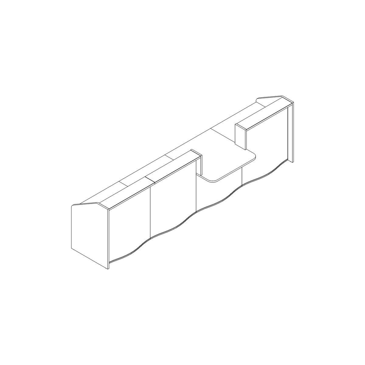 Wave 155" Straight Reception Desk Dimension