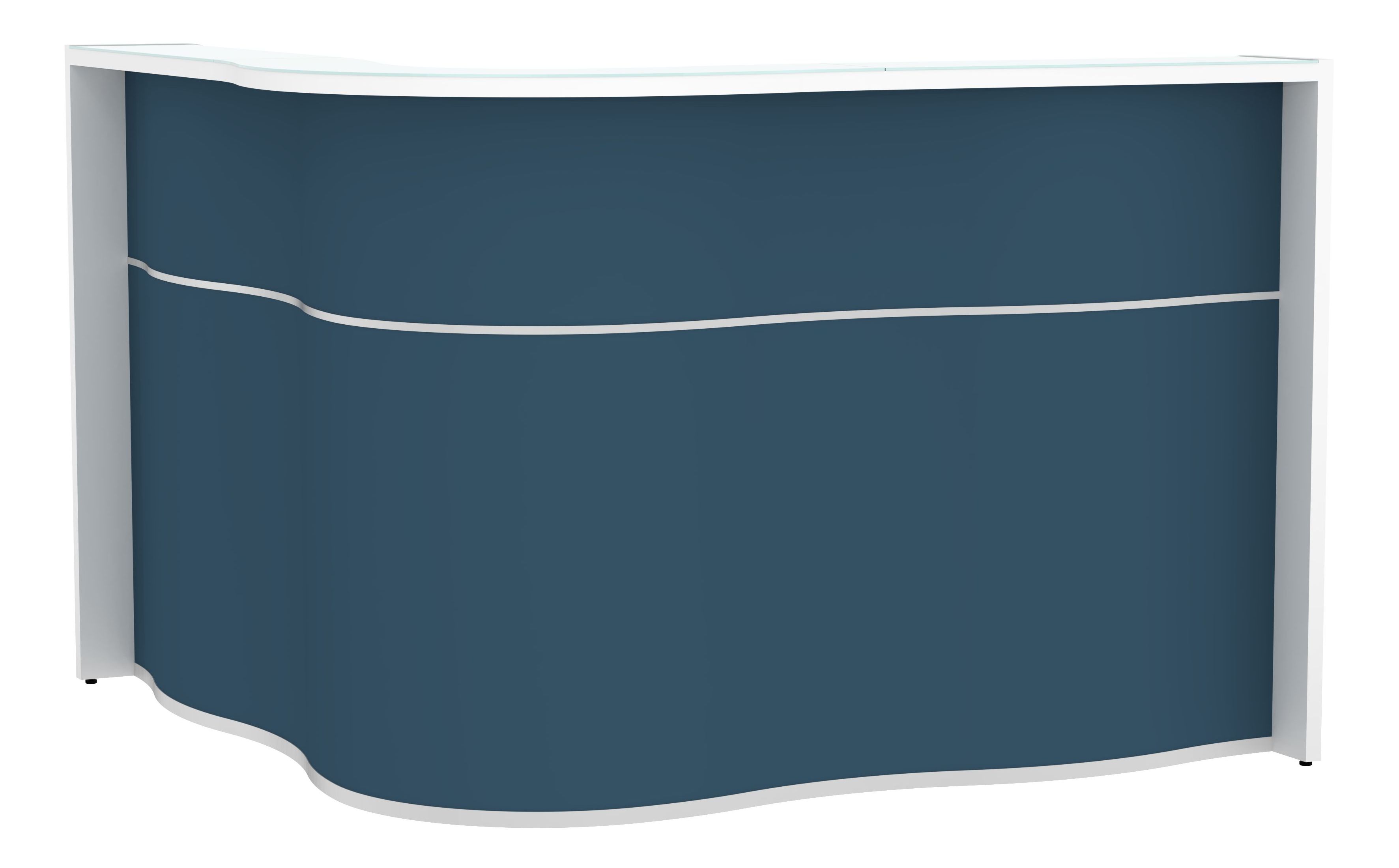 Wave 62" Corner Counter Reception Desk in Dark Blue Matt
