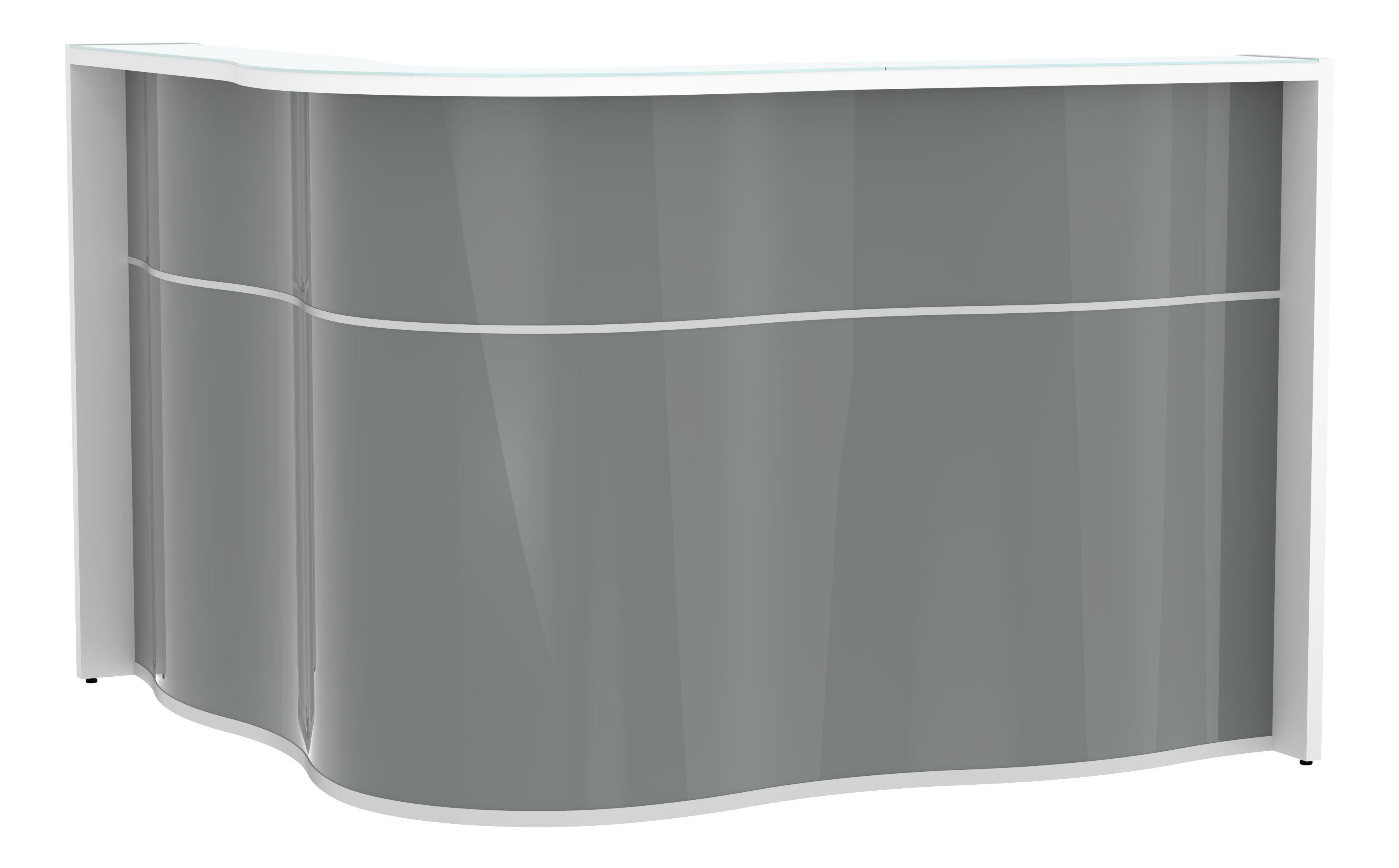 Wave 62" Corner Counter Reception Desk in Grey High Gloss