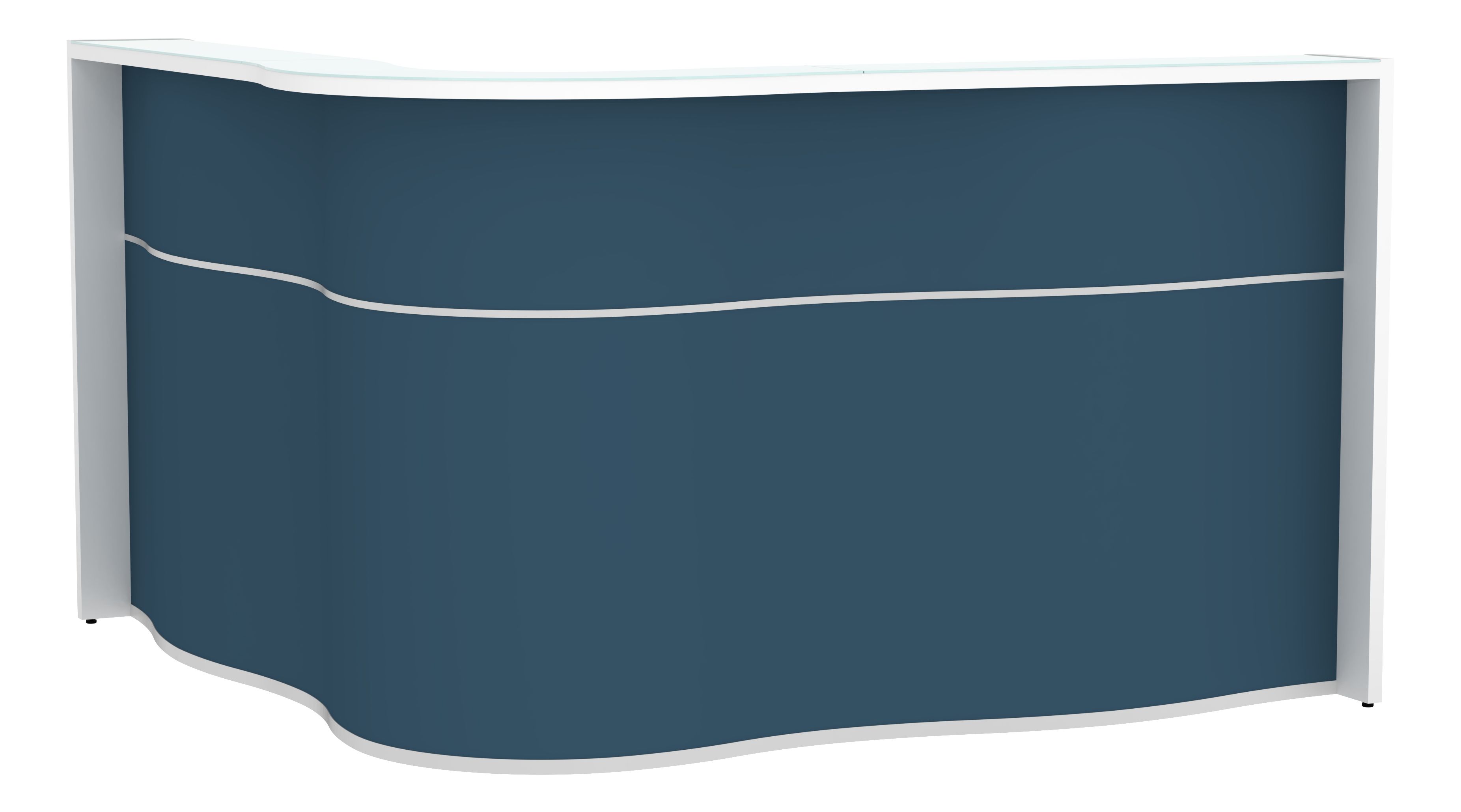 Wave 71" x 71" Corner Counter Reception Desk in Dark Blue Matt