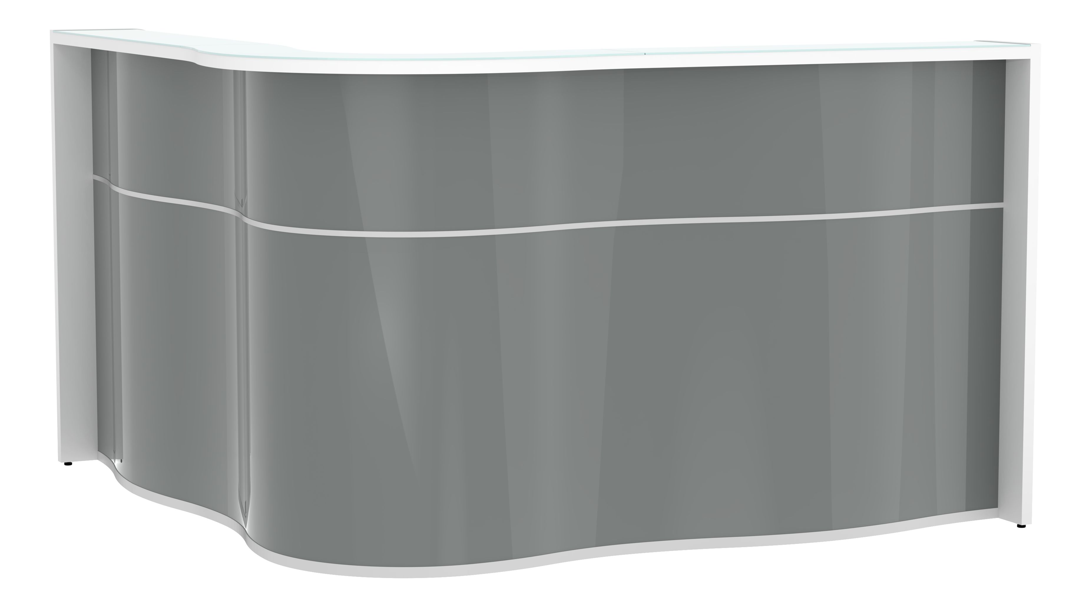 Wave 71" x 71" Corner Counter Reception Desk in Grey High Gloss