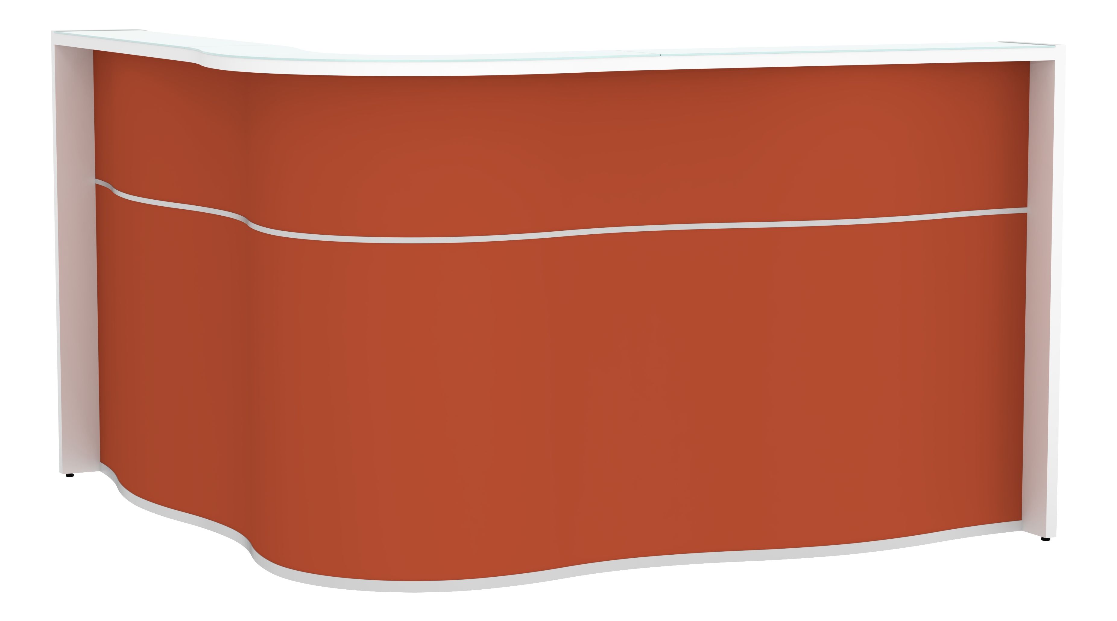 Wave 71" x 71" Corner Counter Reception Desk in Red Matt