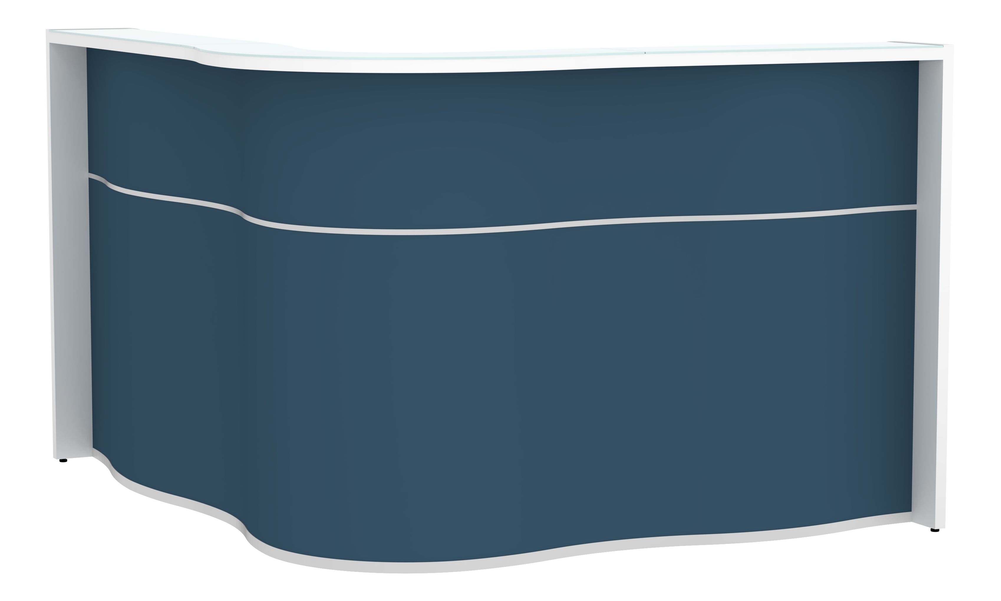 MDD Wave 71" Corner Counter Reception Desk in Dark blue Matt