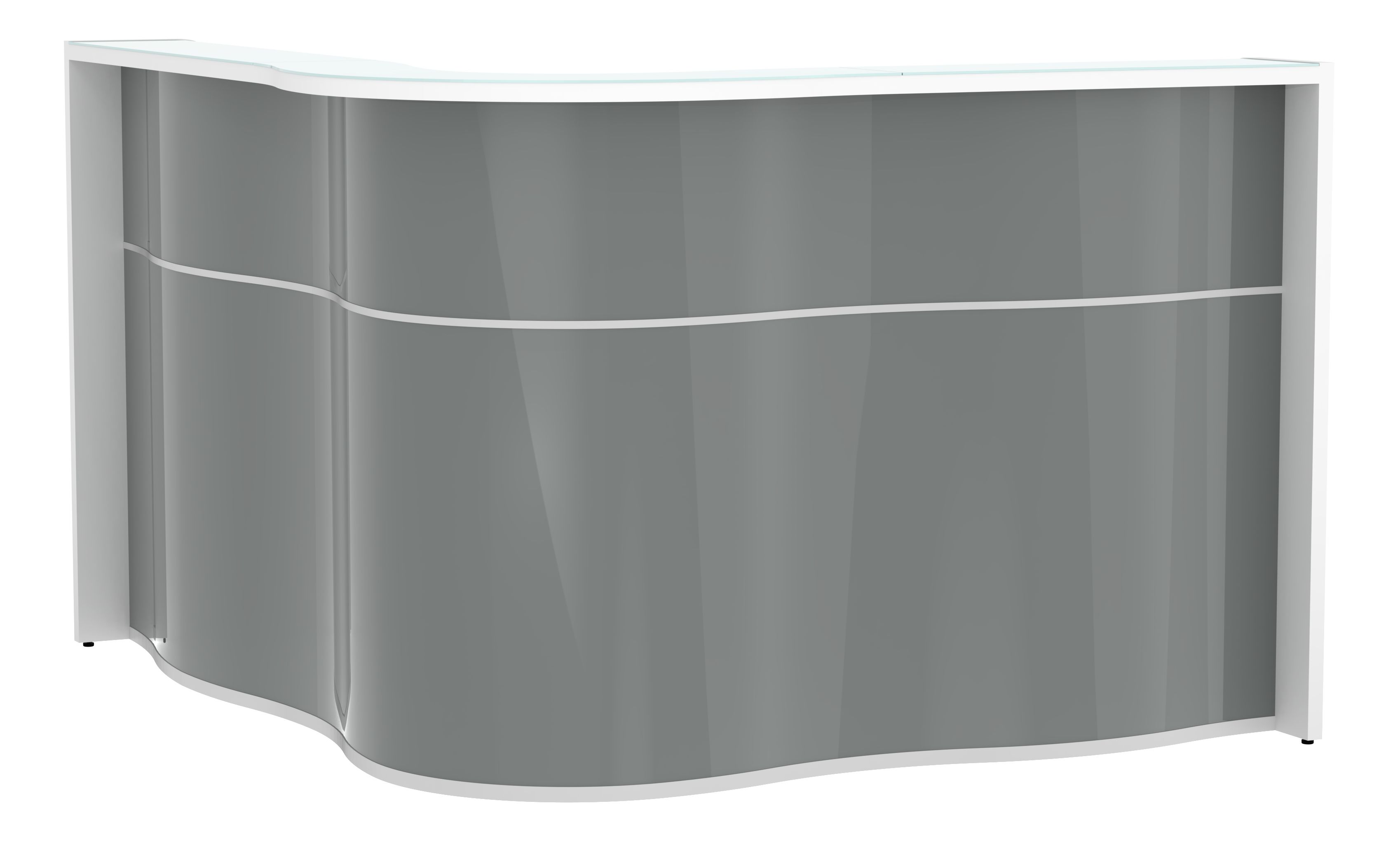 Wave 71" Corner Counter Reception Desk in Grey High Glass