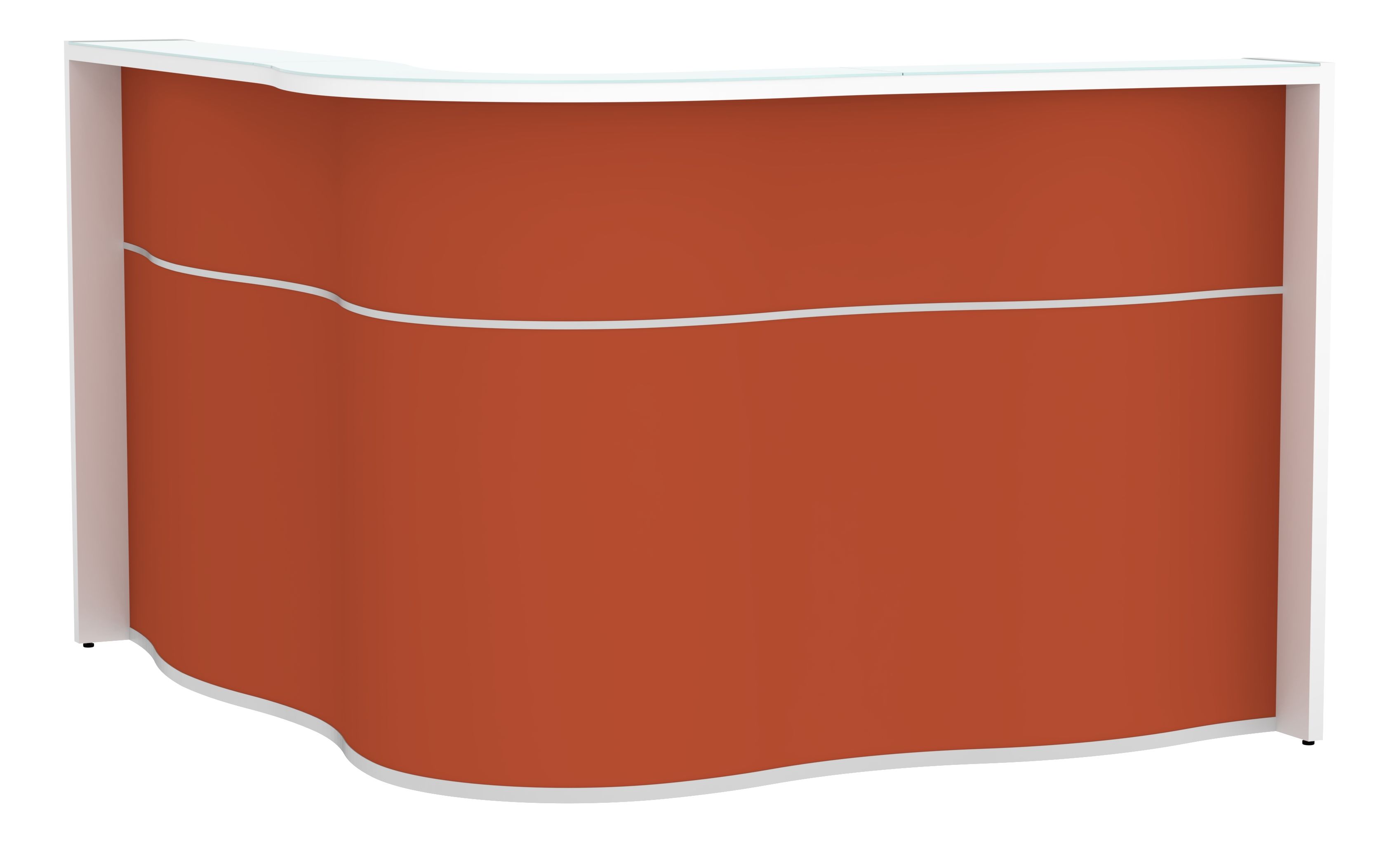 Wave 71" Corner Counter Reception Desk in Red Matt