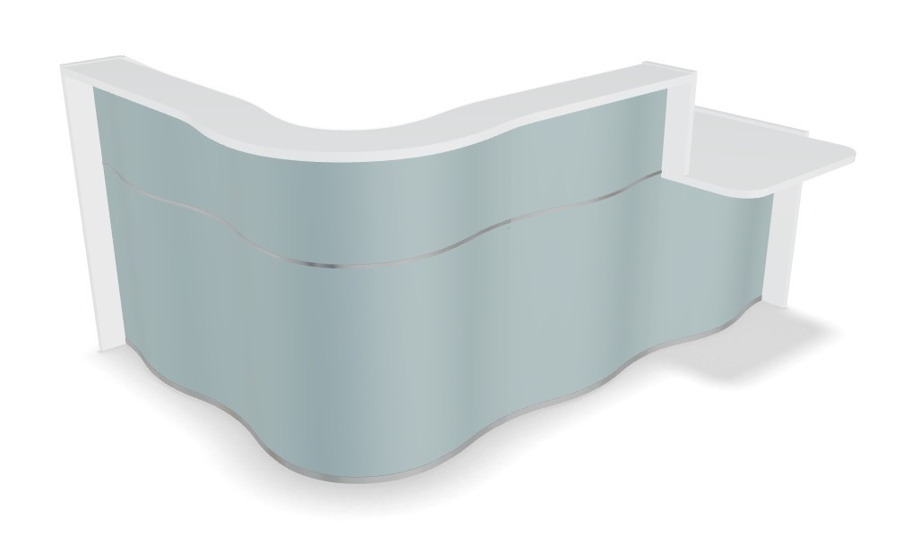 MDD Wave 92" L-Shape Reception Desk in Sky Blue Matt