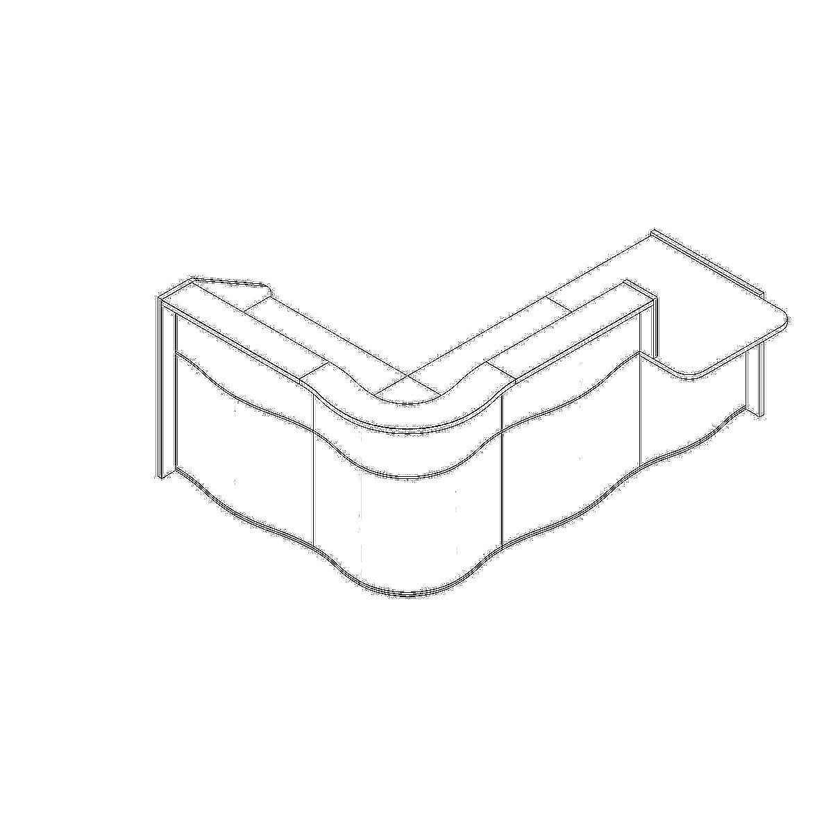 MDD Wave 101" L-Shape Reception Desk Dimension