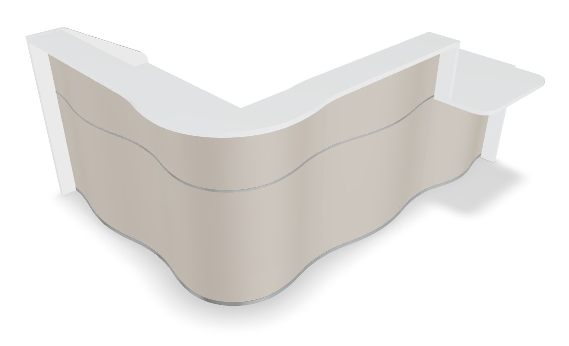 MDD Wave 101" L-Shape Reception Desk With Left Counter Top in Beige