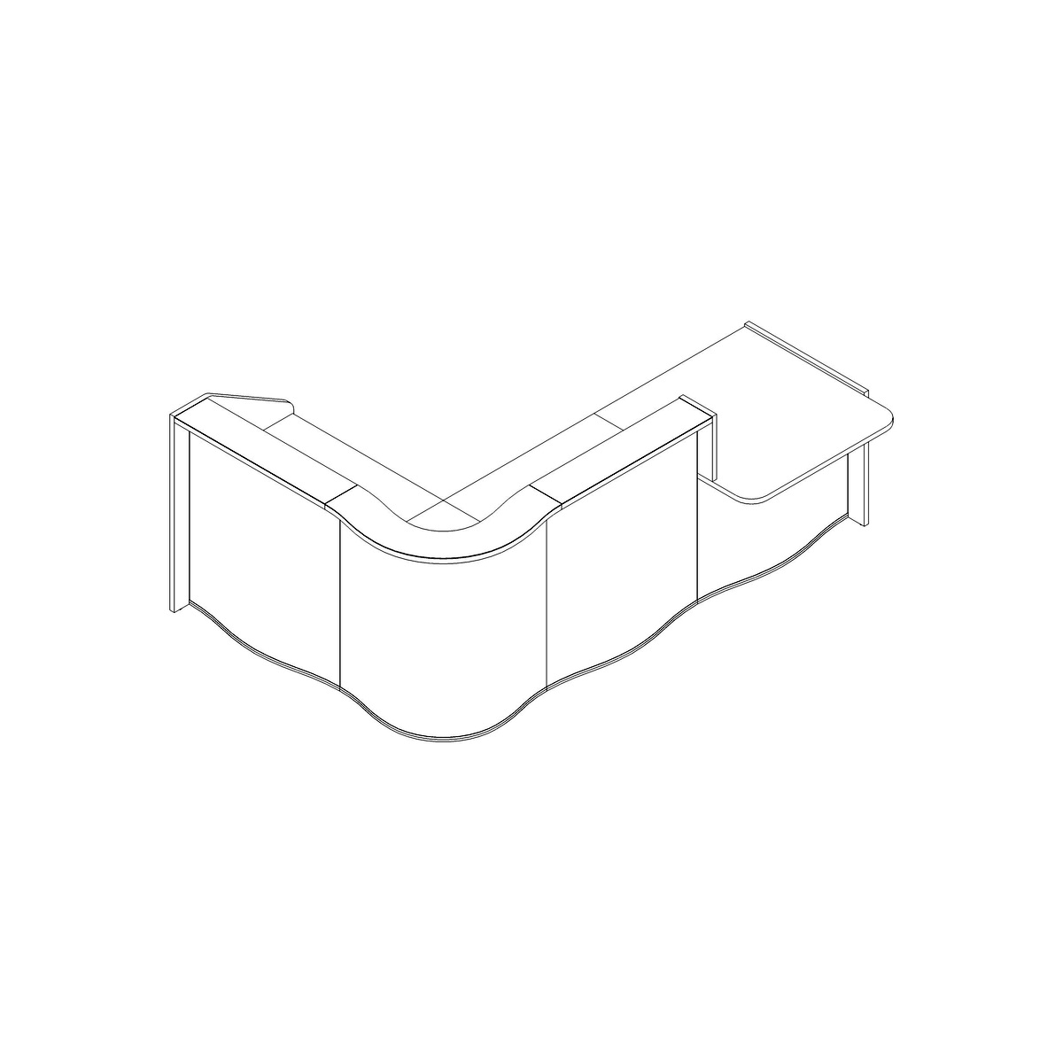 Wave LUV39L 109" L-Shape Reception Desk With Left Counter Top Dimension
