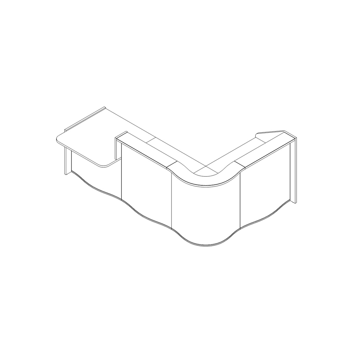 MDD Wave 109" L-Shape Reception Desk Dimension