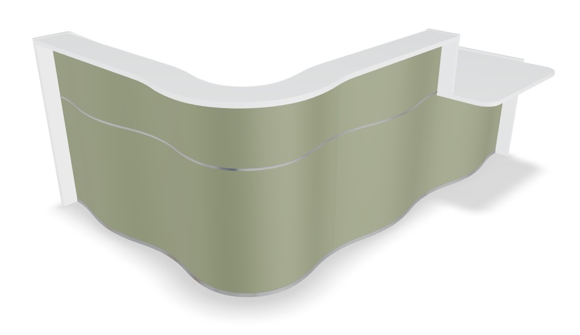 MDD Wave LUV39L 109" L-Shape Reception Desk in Bttle Green Matt