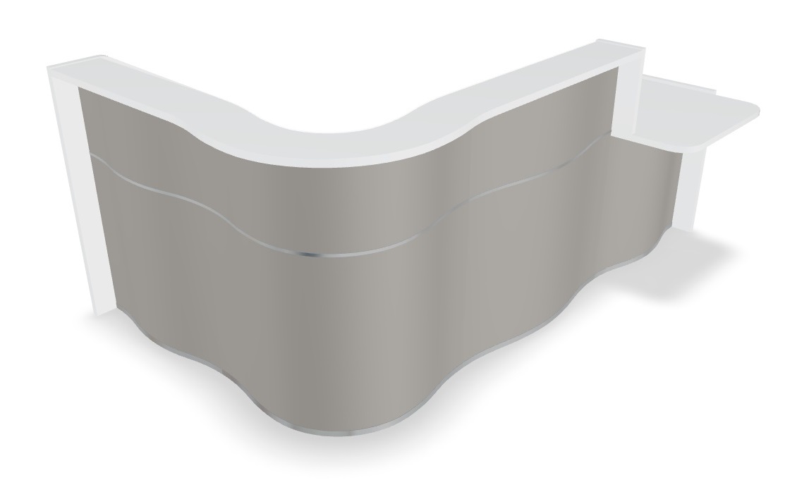 Wave 101" L-Shape Reception Desk With Small Left Counter Top in Truffle matt