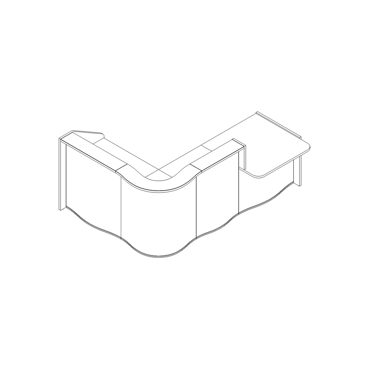 MDD Wave LUV40L 109" L-Shape Reception Desk Dimension