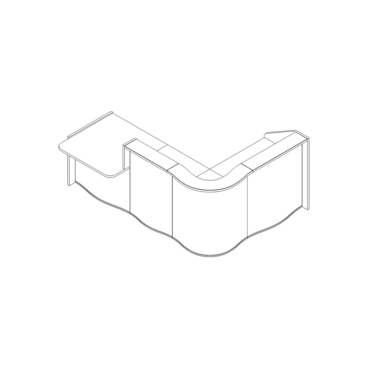 MDD Wave LUV40P 109" L-Shape Reception Desk Dimension