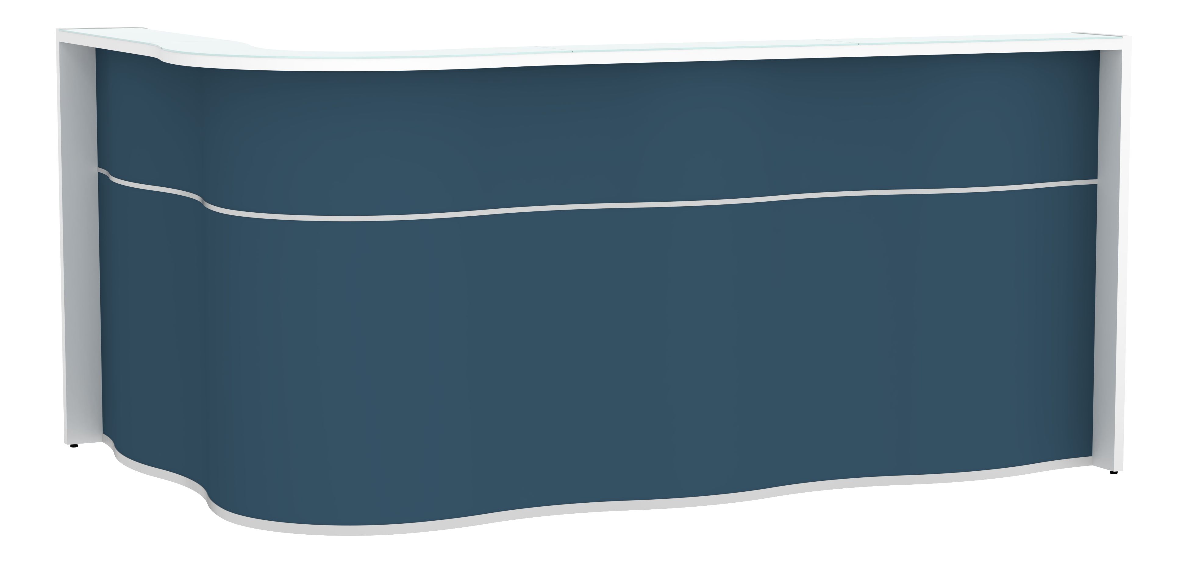 Wave 92" Corner Counter Reception Desk Dark Blue Matt