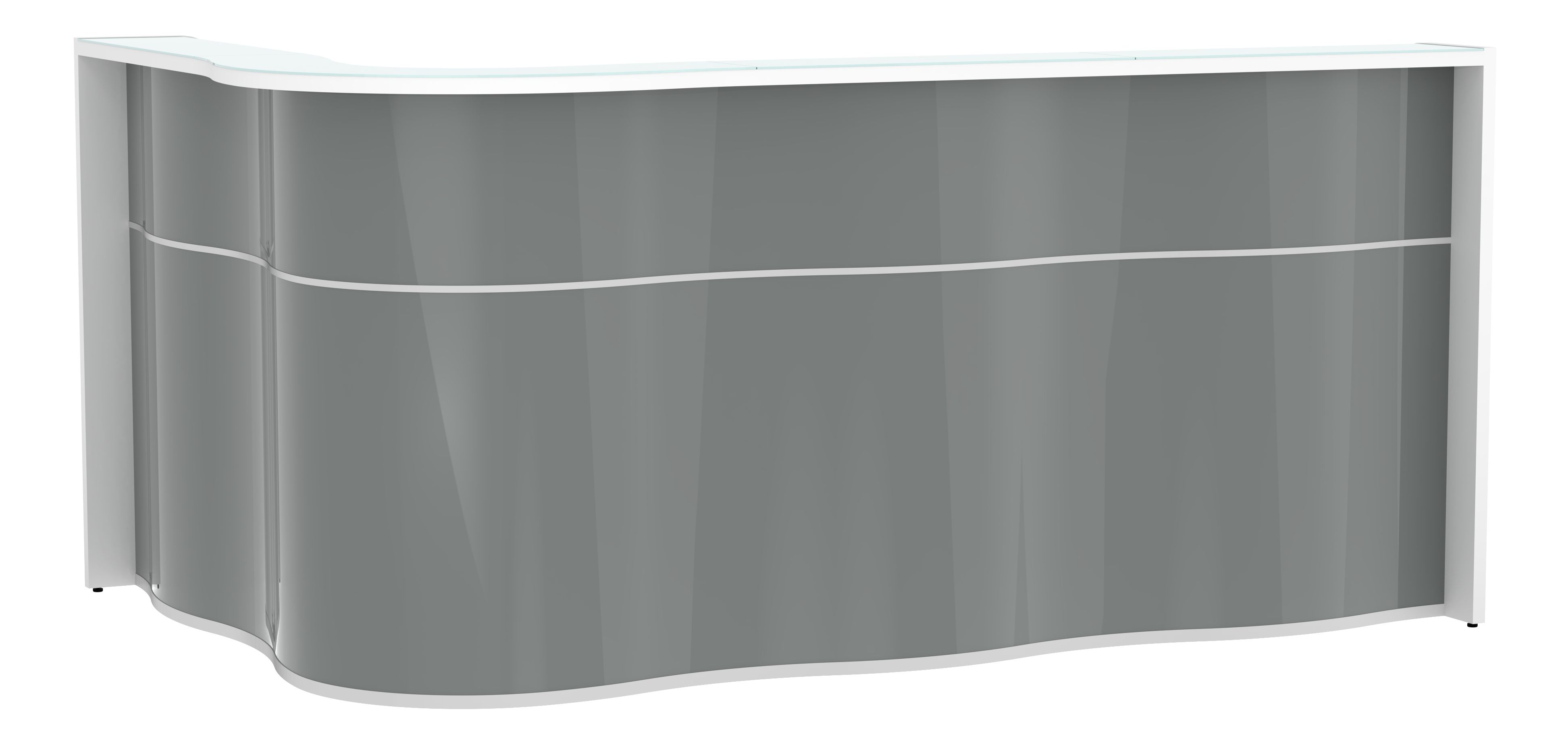Wave 92" Corner Counter Reception Desk Grey High Gloss