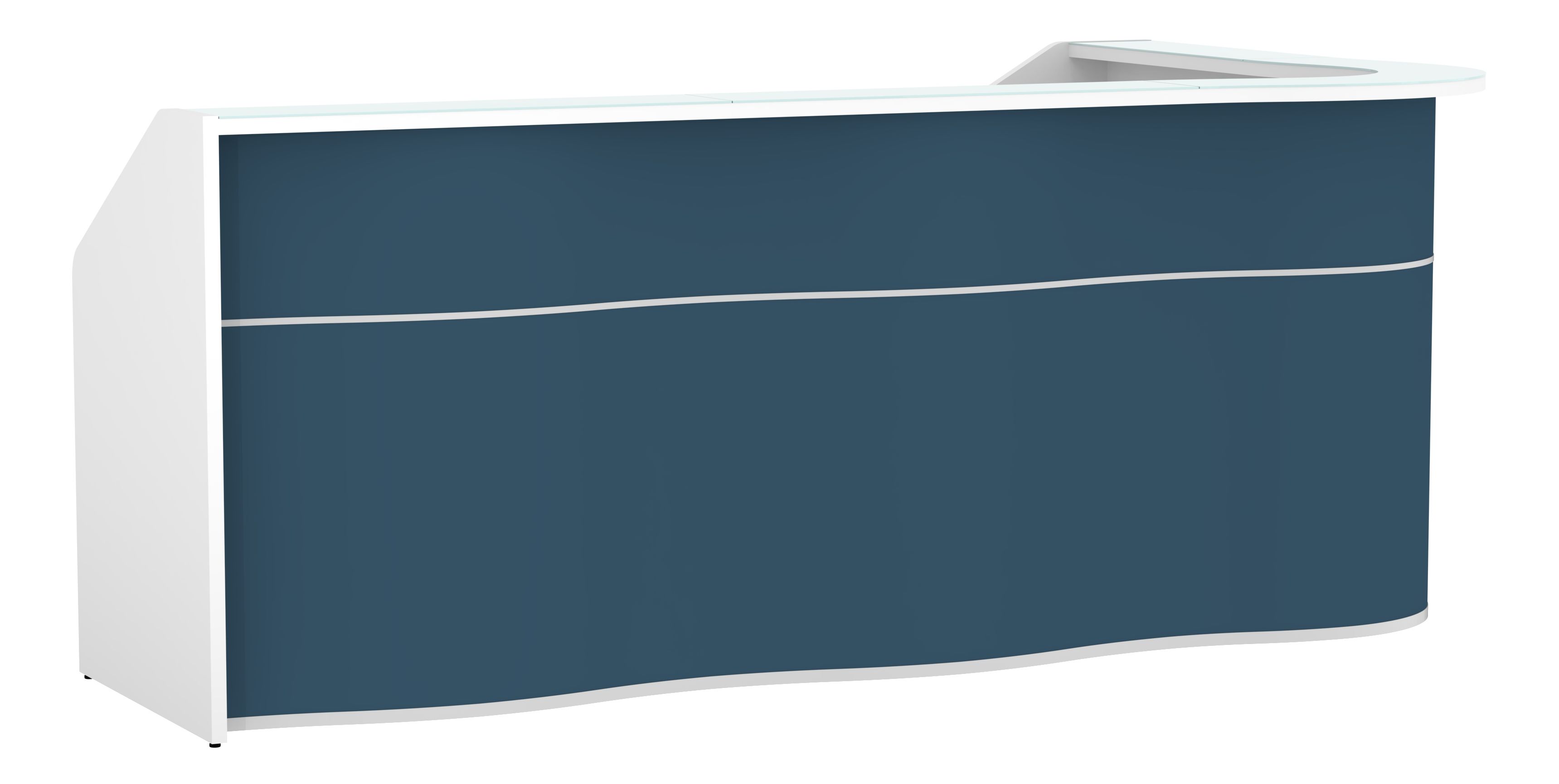 MDD Wave 109" Right Corner Counter Reception Desk in Dark blue