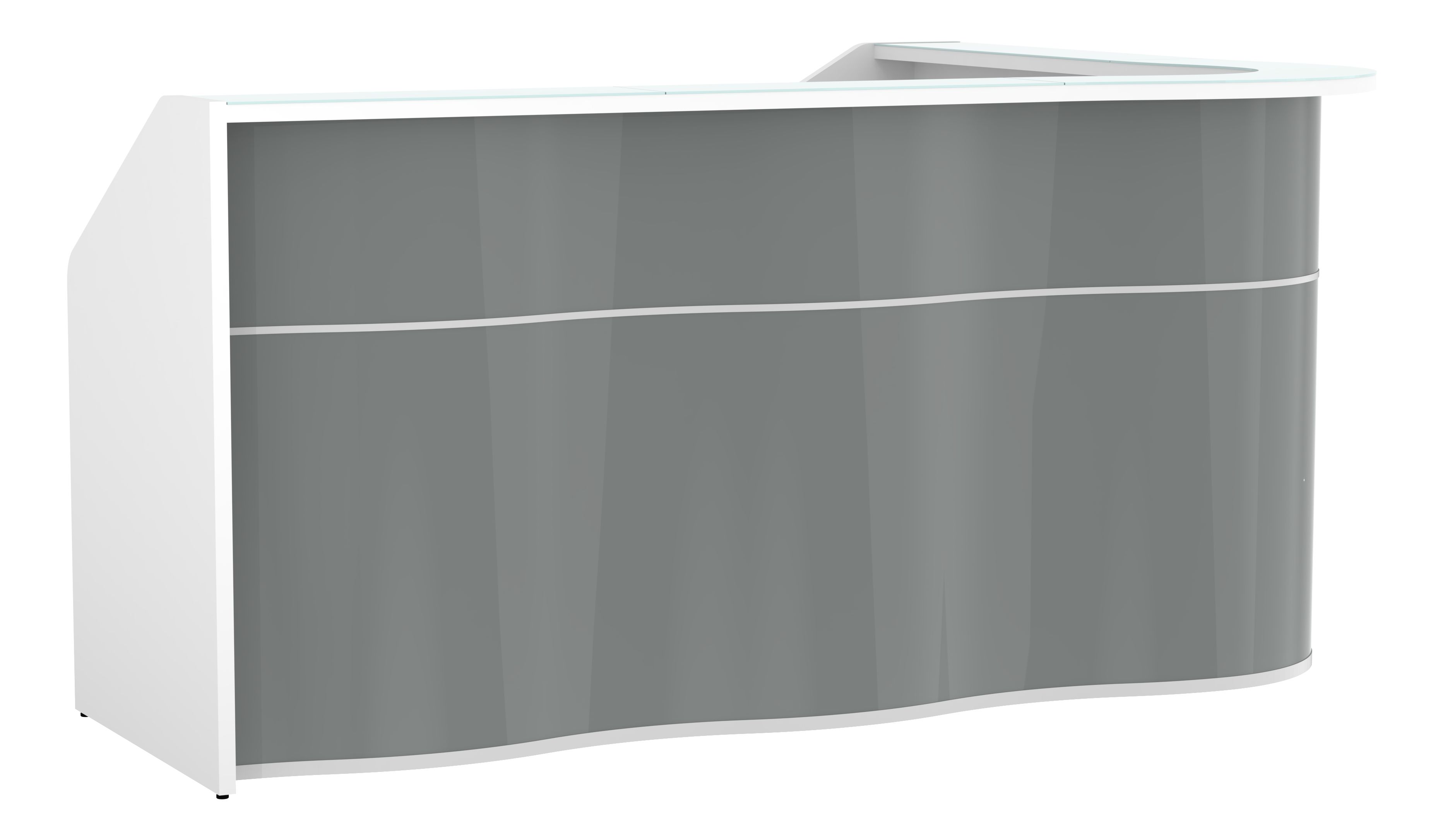 Wave 92" RAF Corner Counter Reception Grey High Glass Desk