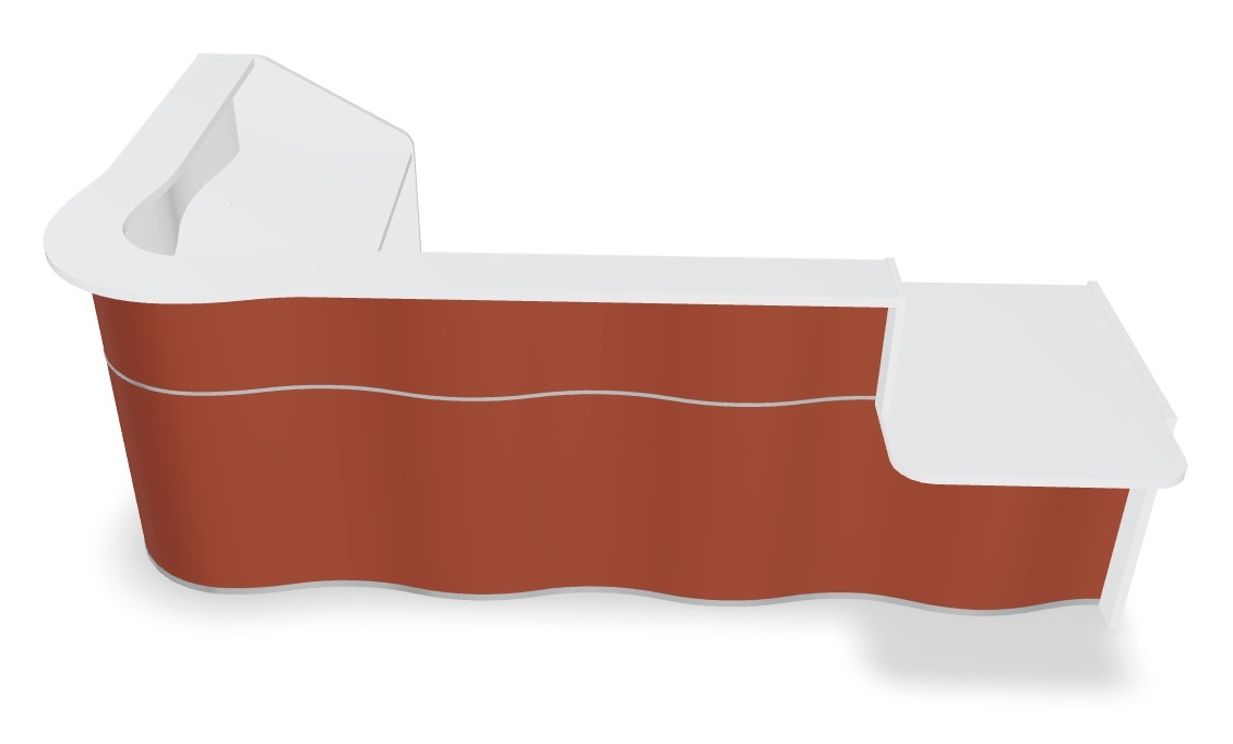 MDD Wave 122-inch x 71-inch L-Shape Reception Desk With Left Counter Top in Red Matt