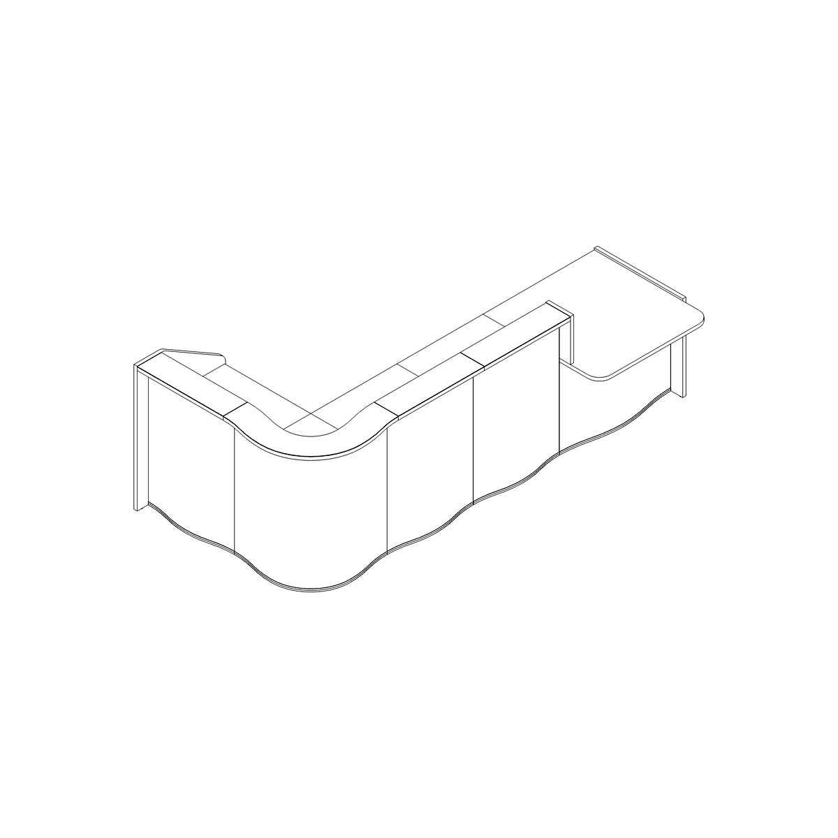 MDD Wave LUV45L 130" L-Shape Reception Desk Dimension