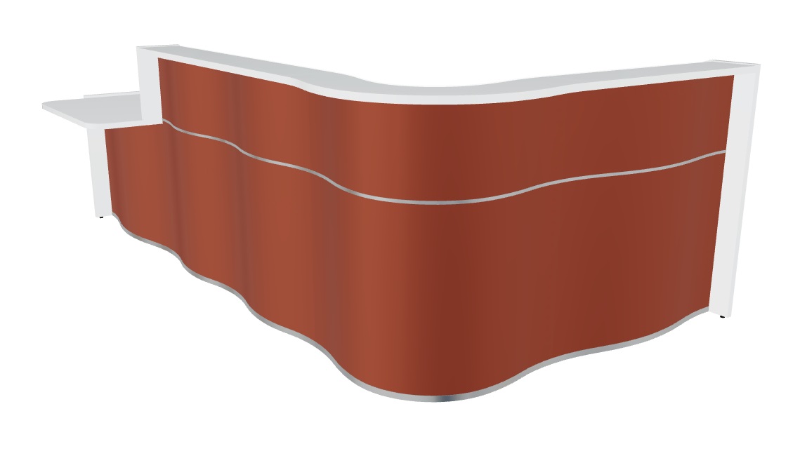 Wave LUV45P 130" L-Shape Reception Desk in Red Matt With Right Counter Top