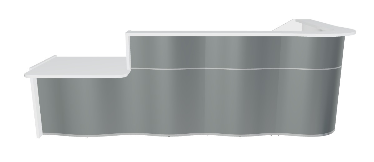 Wave LUV45P 130" L-Shape Reception Desk in Grey High Glass With Right Counter Top
