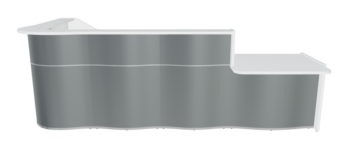 Wave LUV45L 130" L-Shape Reception Desk in Grey High Glass