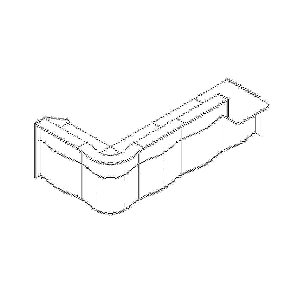 Wave 139" L-Shape Reception Desk Dimension