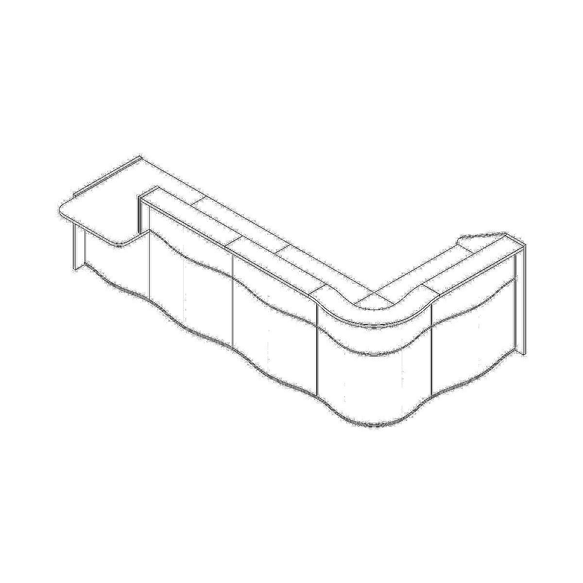 MDD Wave 139" L-Shape Reception Desk Dimension Design