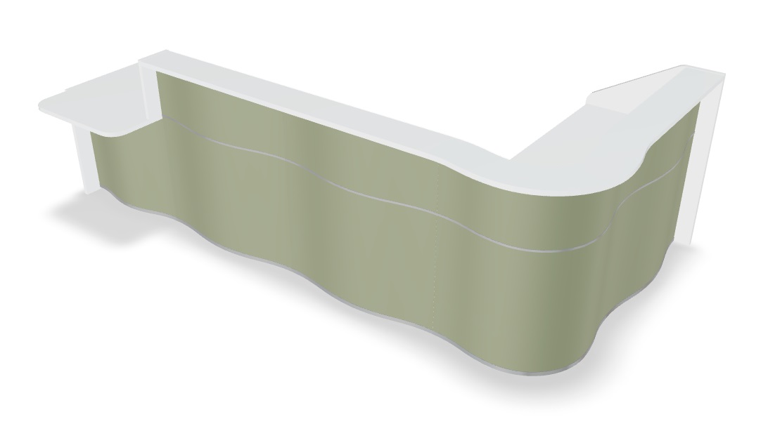 MDD Wave 139" L-Shape Reception Desk in Avocado Matt With RAF Counter Top