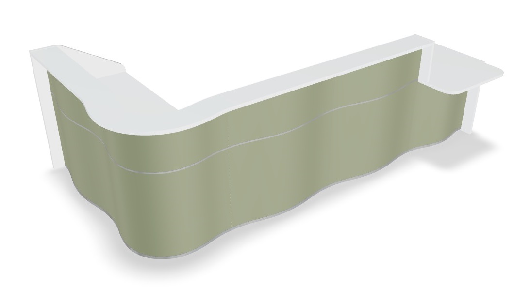 MDD Wave 139" L-Shape Reception Desk in Avocado With LAF Counter Top