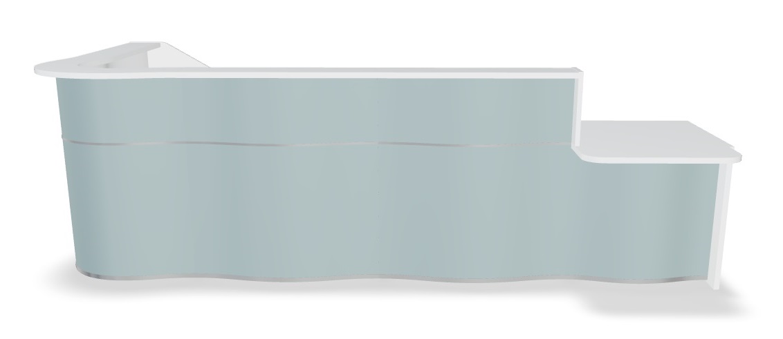 MDD Wave 139" L-Shape Reception Desk in Sky blue With LAF Counter Top