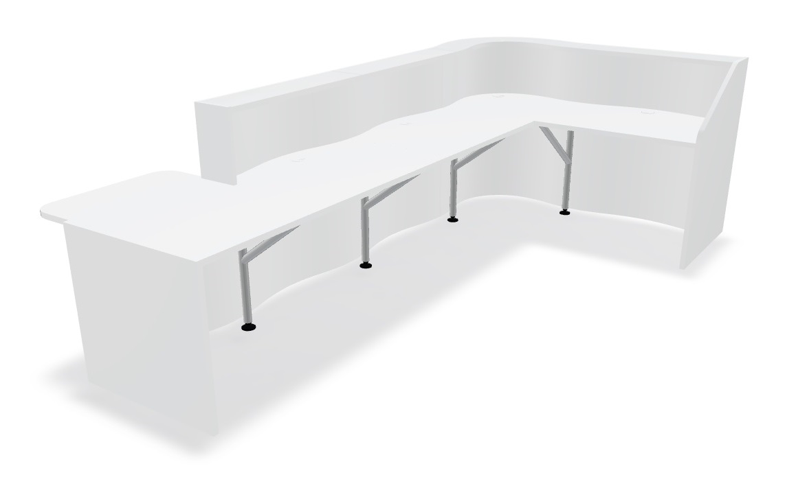 Wave 139" L-Shape Reception Desk Back Side Storage