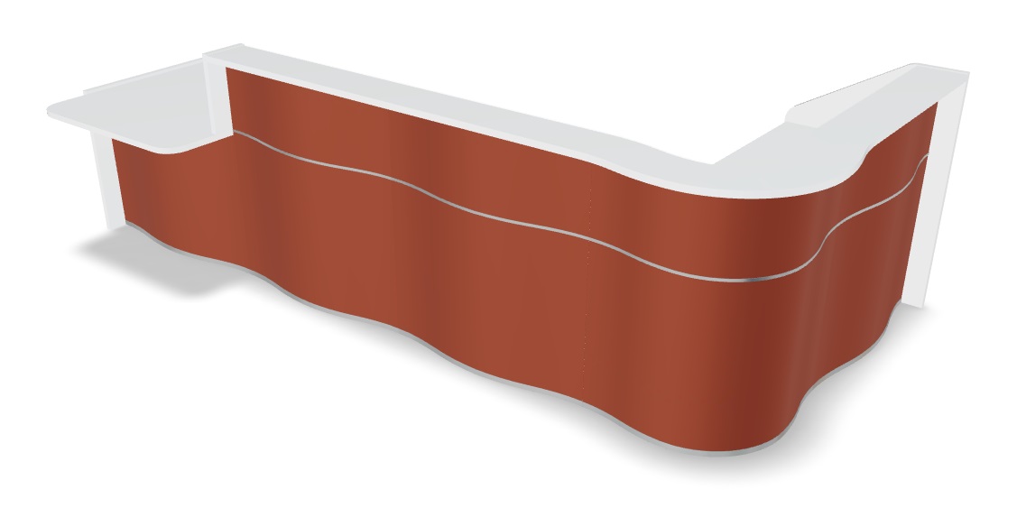 MDD Wave 147" L-Shape Reception Red Desk