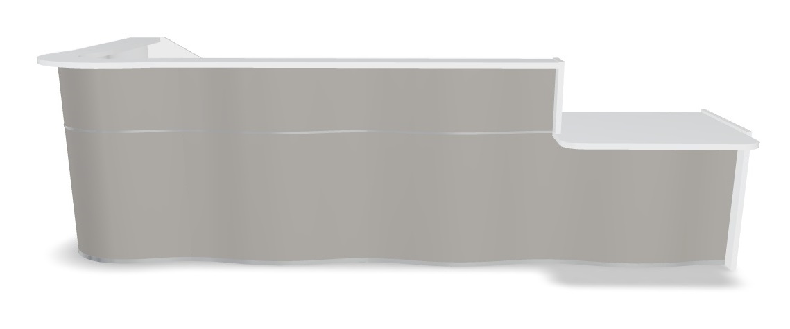 MDD Wave 147" L-Shape Reception Desk With Left Counter Top