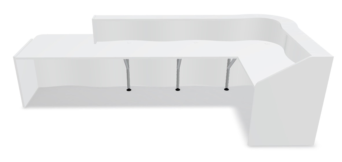 MDD Wave 147" L-Shape Reception Desk Back Storage cabin