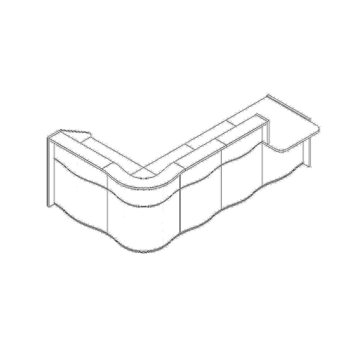 Wave 122-inch x 79-inch L-Shape Reception Desk With Left Counter Top Dimension